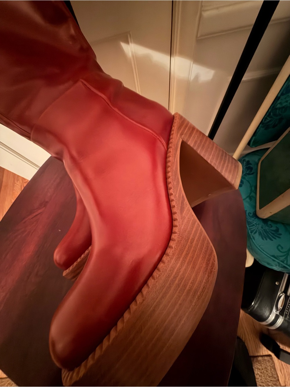 Jeffrey Campbell Cognac Leather Platform Mid-Calf Boots - Picture 6 of 6